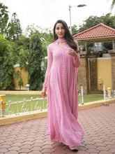 Spanish Rose Chikankari & Mukaish Anarkali Set (Set of 3)